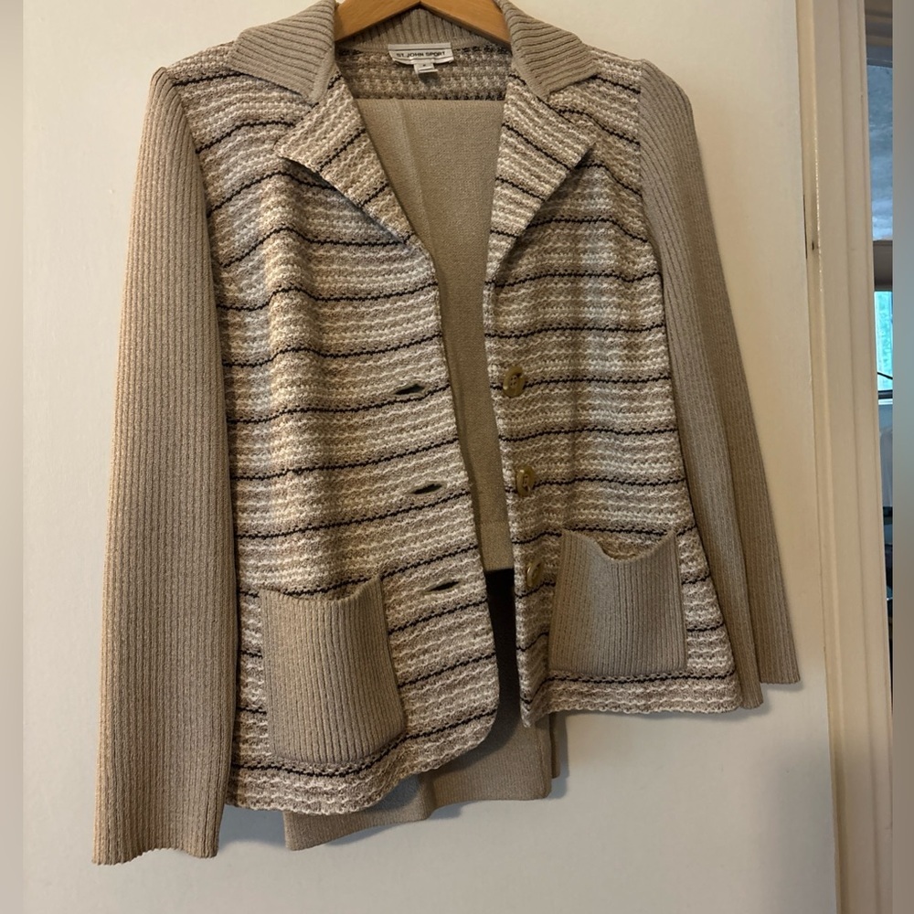 St. John Collection Women's Two Piece Knit Pants Set Jacket Petite Pants Size 2